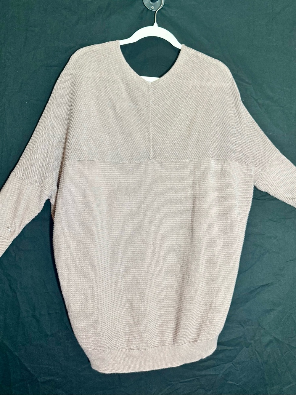 Express Open-Front Taupe Ribbed Cardigan - Picture 5 of 6